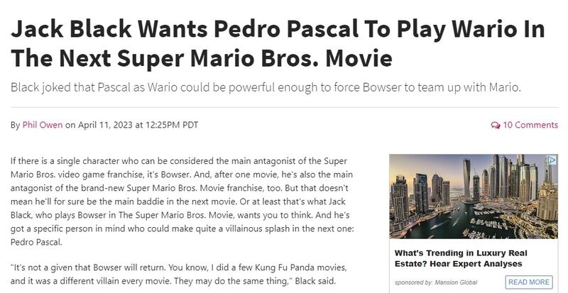 El actor que participó en la reciente película animada de Super Mario Bros postuló a Pascal para una futura entrega. Le gustaría que fuera un villano de la saga.