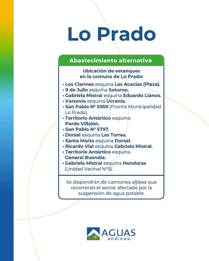 Los cortes de agua en las seis comunas de la RM se registrarán desde la noche de este viernes al próximo domingo por la mañana.