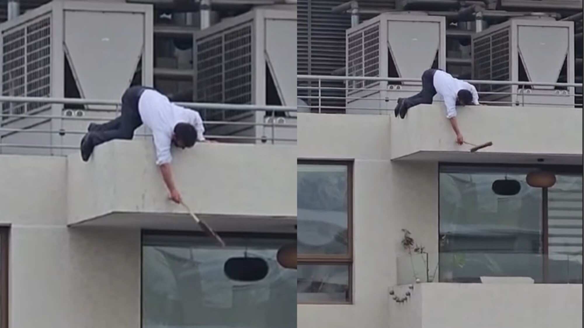 “Inteligencia y miedo a morir al parecer son dos cosas que no tiene”: Hombre colgando en balcón en un edificio de Las Condes generó una ola de comentarios en redes sociales