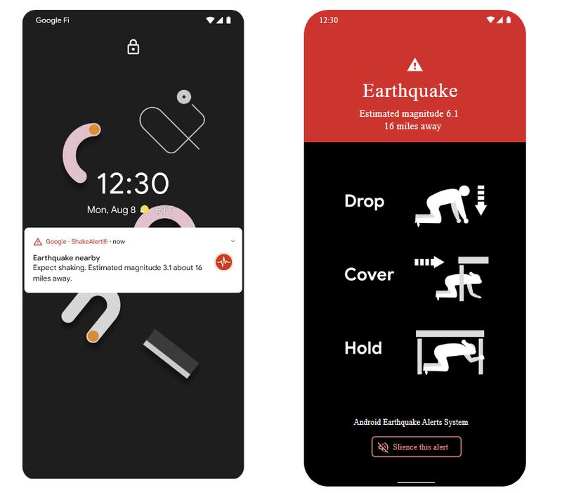Notificación de Google | Sistema de alertas de terremotos de Android