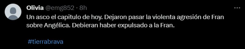 Comentario sobre pelea de Angélica Sepúlveda y Fran Undurraga en "Tierra Brava