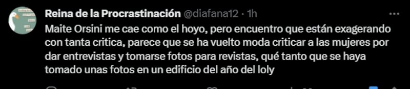 Reacción a sesión de fotos de Maite Orsini | X