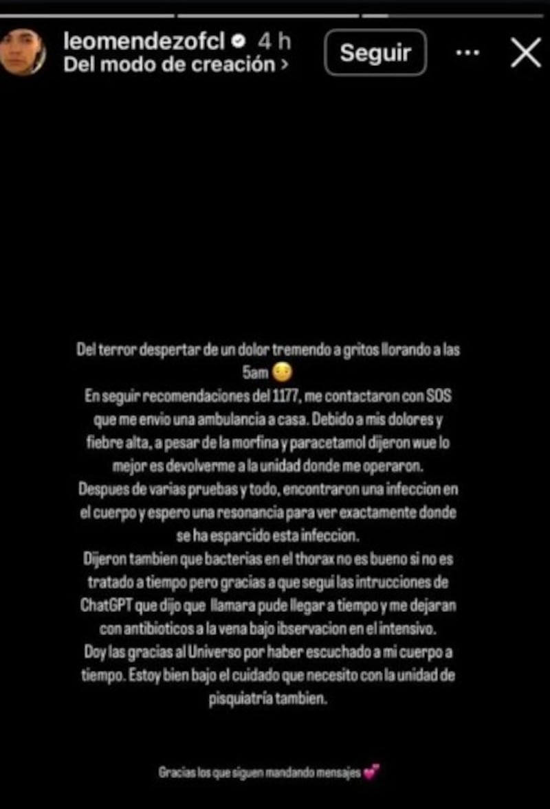 Leo Méndez Jr. es hospitalizado de urgencia tras grave infección postoperatoria