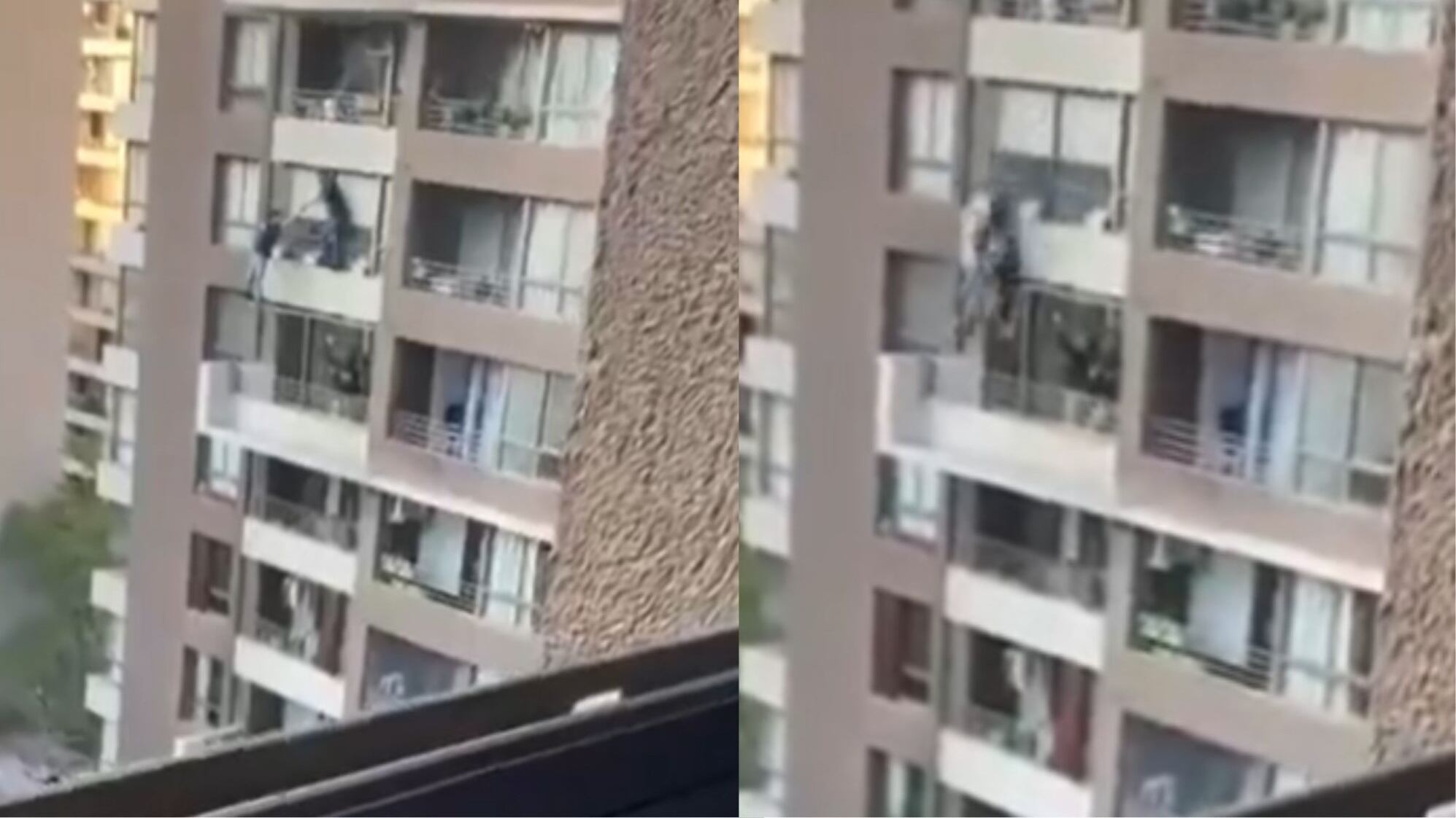 Delincuente y PDI cayeron de un noveno piso: milagrosa maniobra hizo que se salvaran
