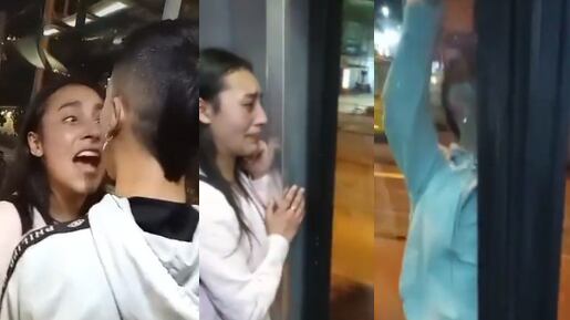 Pelea de novios terminó con él colgando de la puerta de un TransMilenio