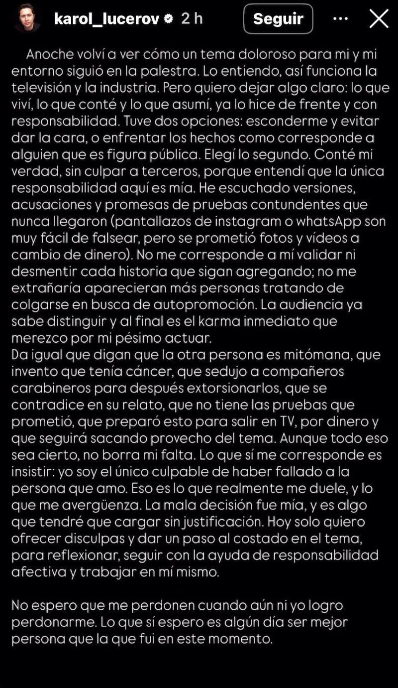 Historia de Instagram @karol_lucerov