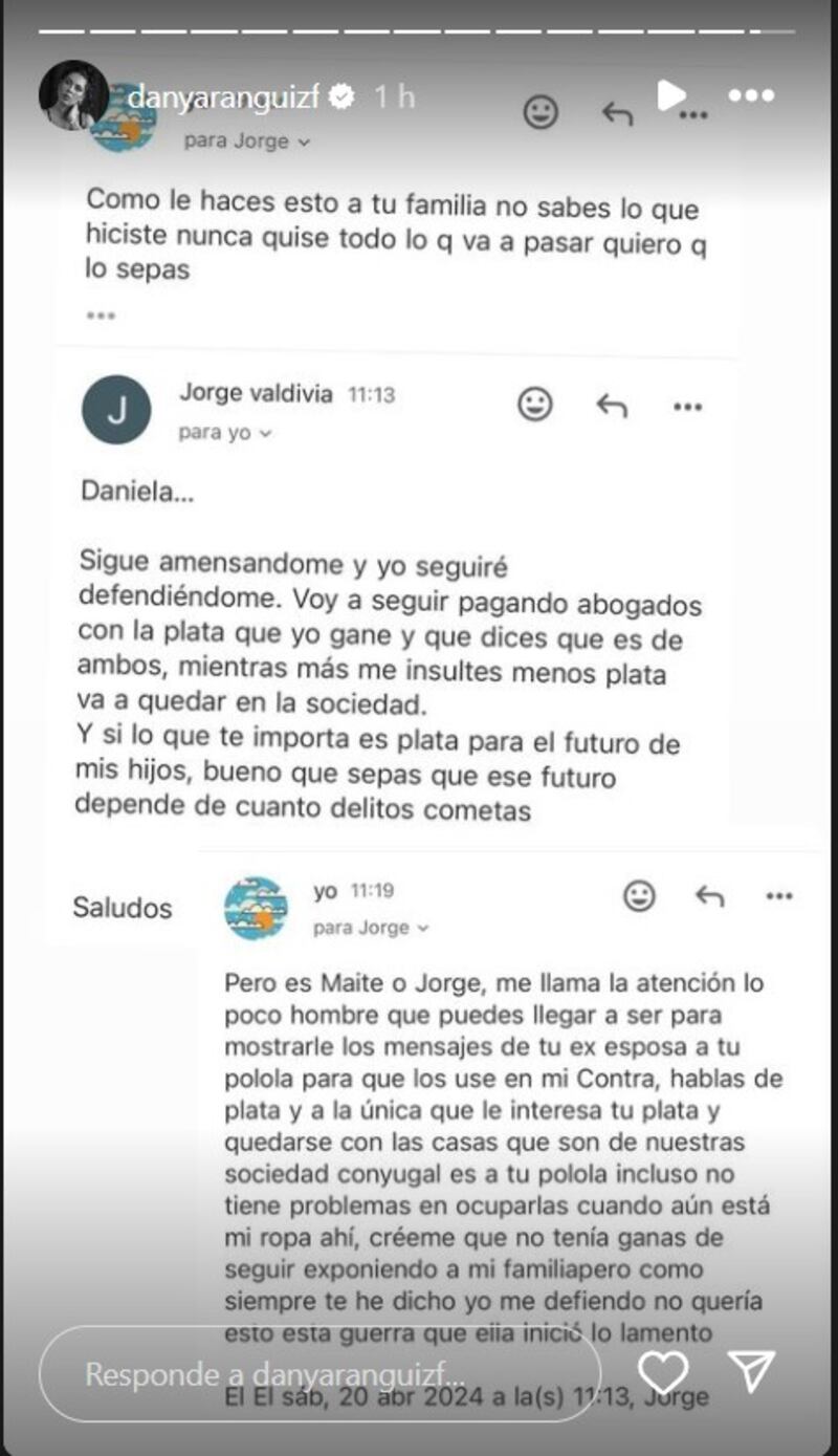 Instagram Daniela Aránguiz, mails entre ella y Jorge Valdivia
