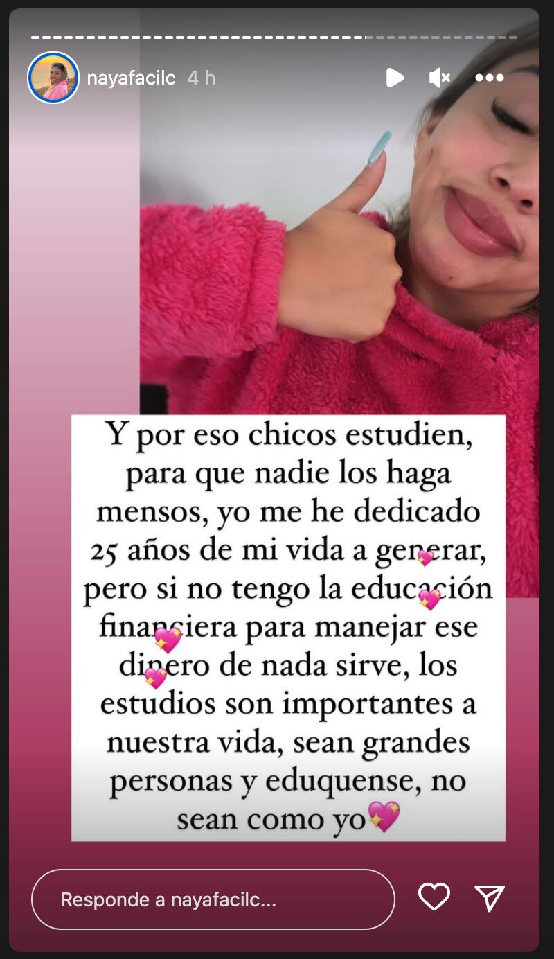 Historias de Naya Fácil | Fuente: Instagram