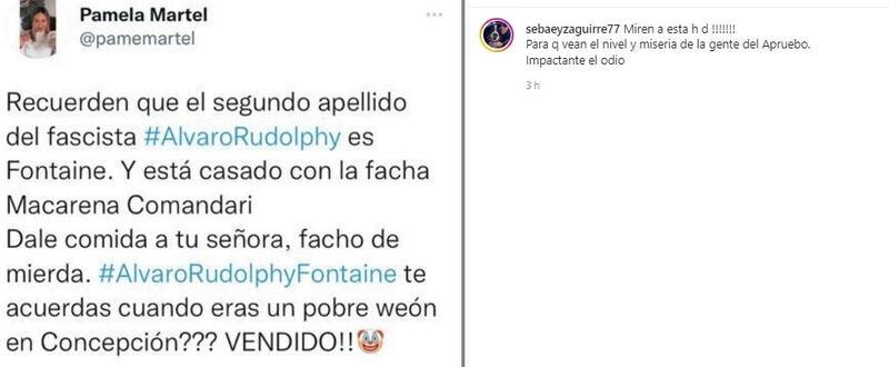 El exnotero de CQC, Sebastián "Cuchillo" Eyzaguirre, cuestionó a una usuaria que funó al actor Álvaro Rudolphy por firmar carta por el voto de Rechazo a la propuesta de nueva Constitución.