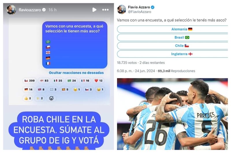 El periodista argentino incluyó a la Roja en una encuesta con las selecciones que "más asco" le producen a los hinchas transandinos.