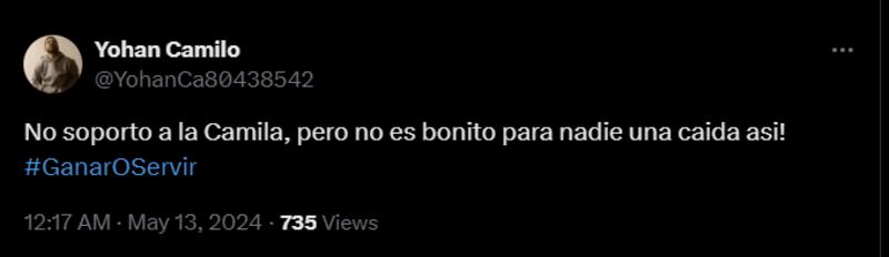 Reacción caída de Camila Recabarren en "¿Ganar o Servir?"