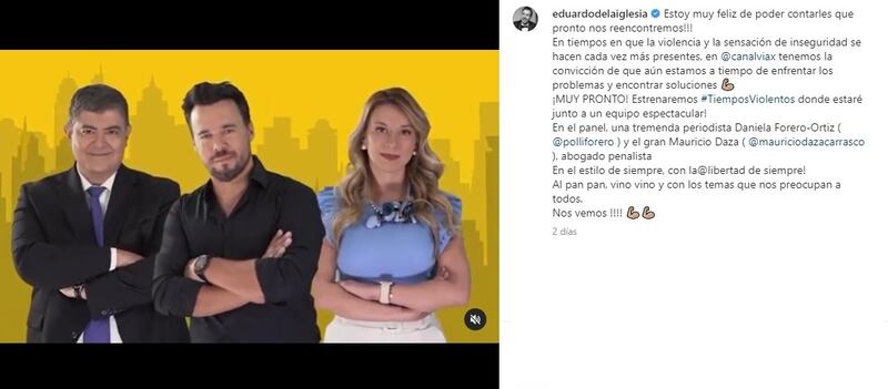 El nuevo proyecto televisivo de Eduardo de la Fuente será el programa "Tiempos Violentos".