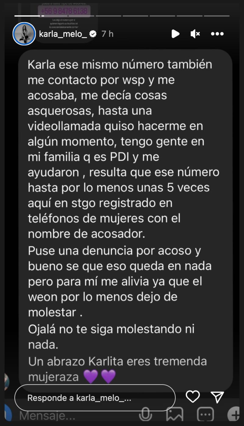 Historias Karla Melo - Fuente: Instagram