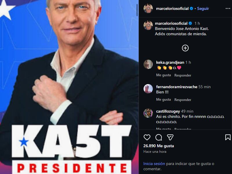 Post de Marcelo Ríos tras triunfo de Kast