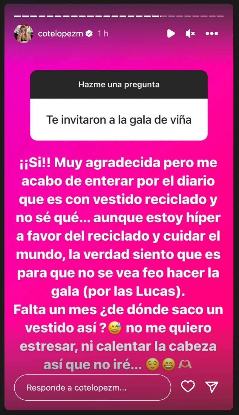 Historias de Coté López | Fuente: Instagram