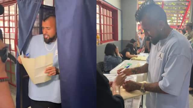 El futbolista vivió su segunda votación y nuevamente mostró dificultad, provocando risas y aglomeración entre votantes y medios presentes.