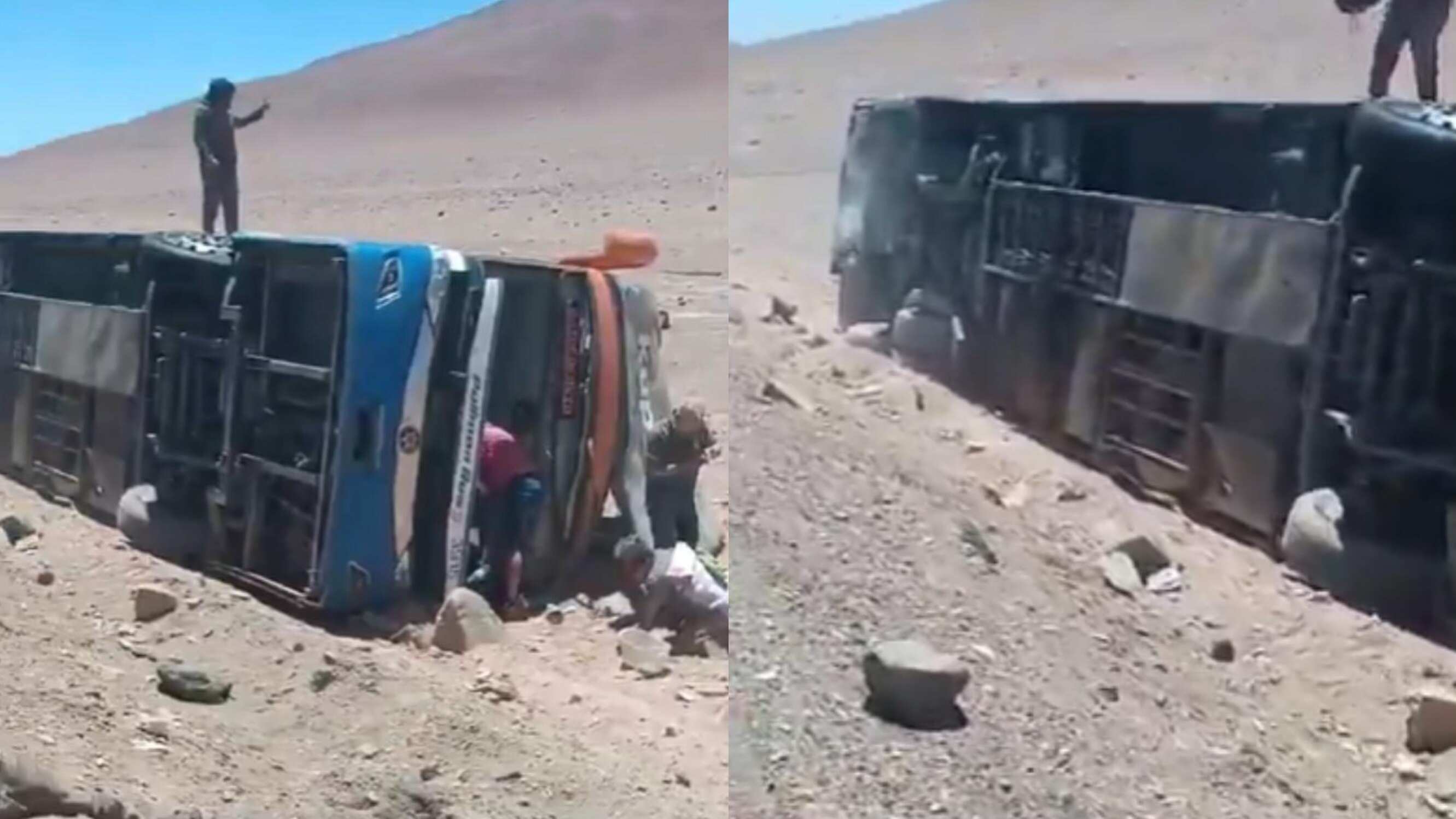 Volcamiento de bus en Taltal