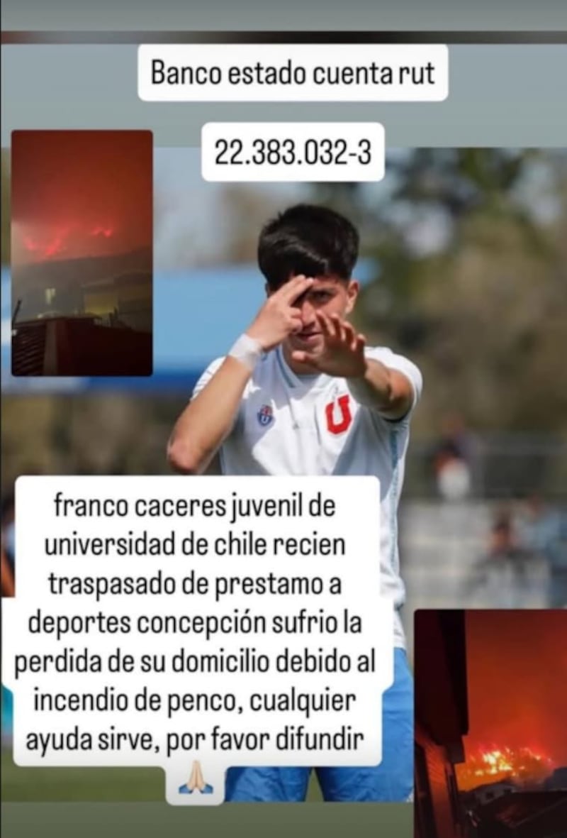 Exjugador de la U perdió su casa por incendios en el Biobío