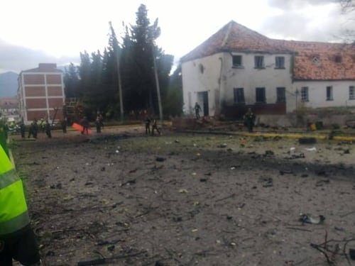 Así quedó la escuela de policías General Santander después del ataque con coche bomba en Bogotá