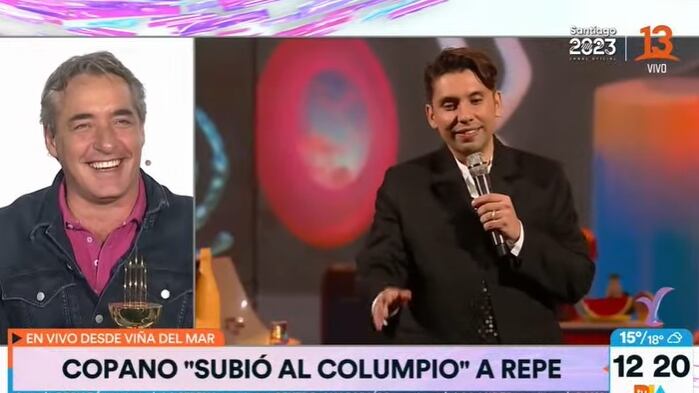 El rostro de Canal 13 y actual jurado del Festival de Viña del Mar, se refirió a la rutina del humorista, quien durante varios minutos se burló de su parecido con Kike Morandé y Cristián de la Fuente.