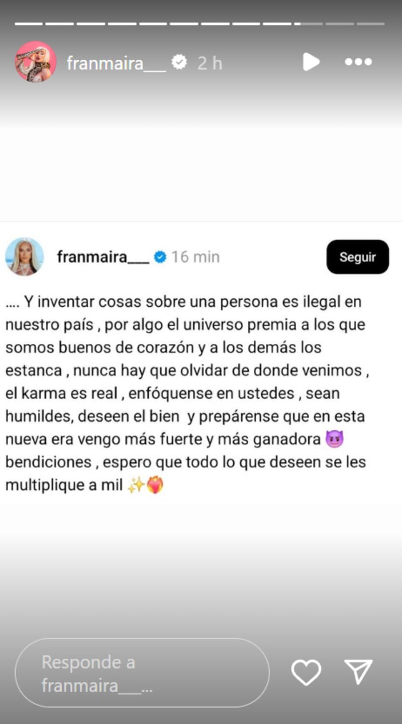 Historias de Fran Maira | Fuente: Instagram @franmaira___
