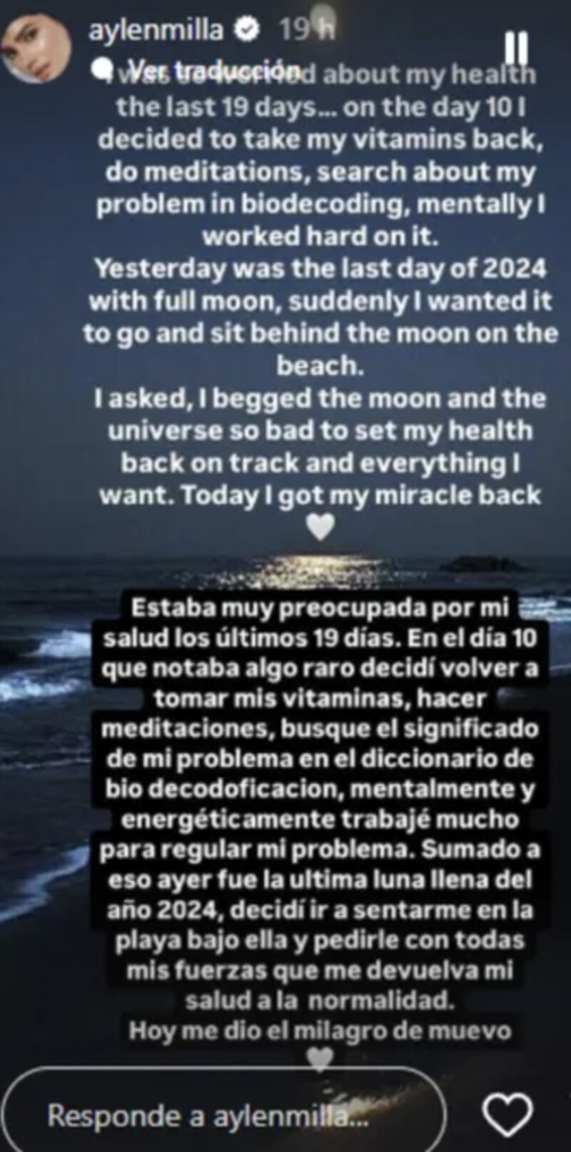 Historia de Aylén Milla | Instagram