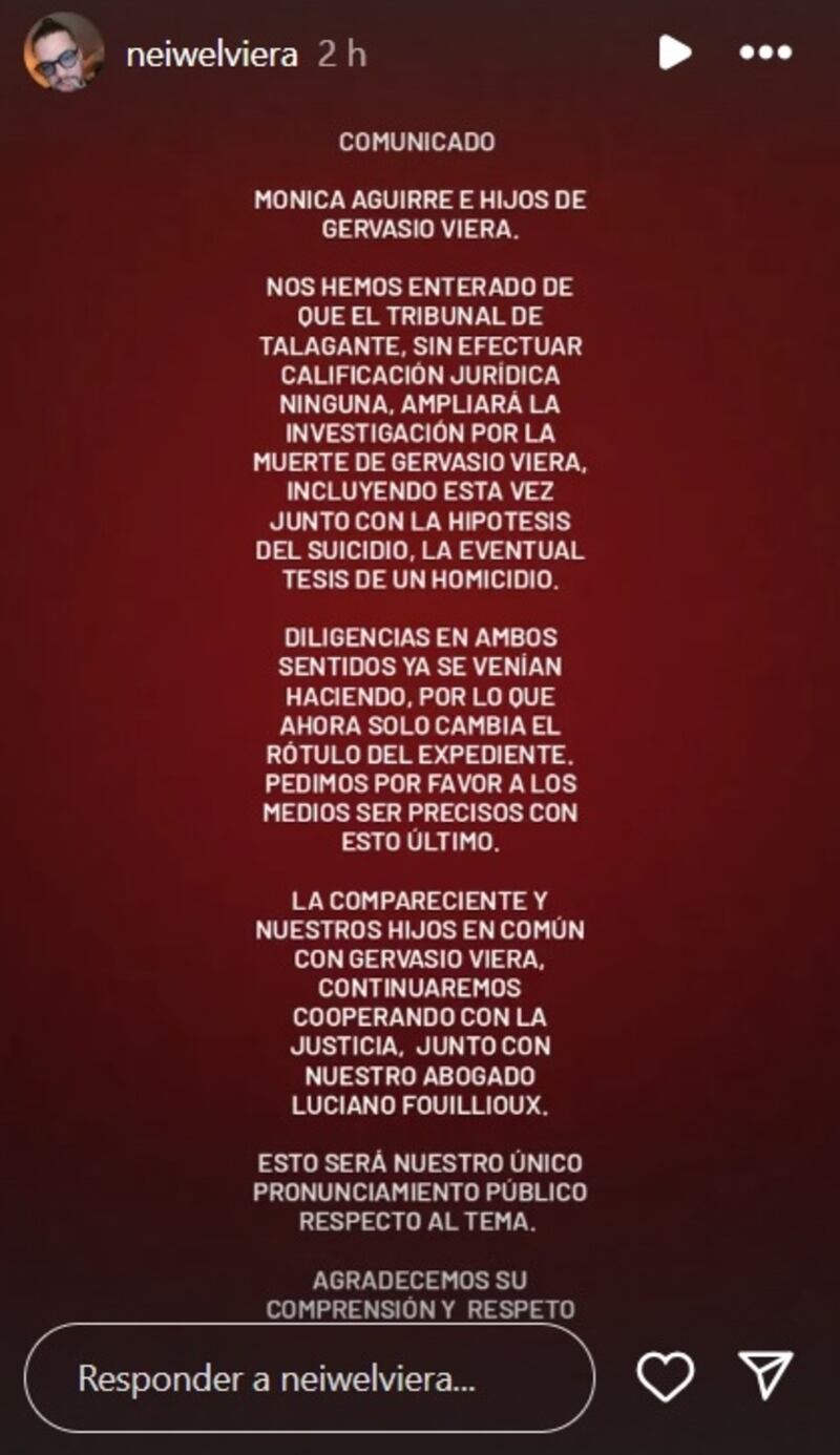 Mónica Aguirre y sus hijos, Millaray y Nahuel Viera, se pronunciaron este miércoles luego del cambio de carátula a la investigación por la muerte de Gervasio a homicidio.