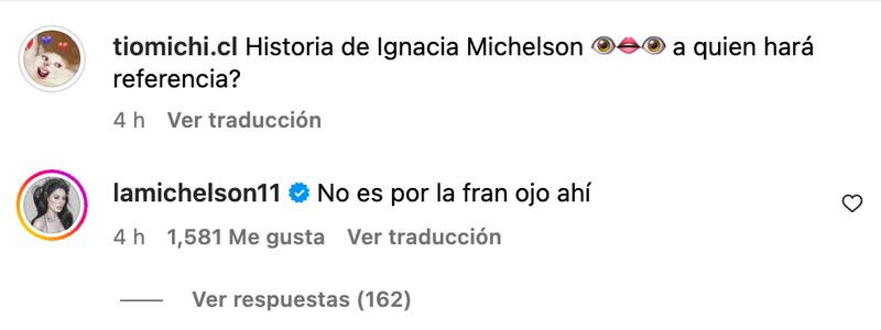 Comentario de Ignacia Michelson | Fuente: Instagram