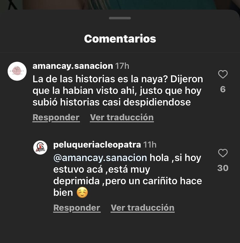 Comentario peluquería sobre Naya Fácil | Captura: Instagram