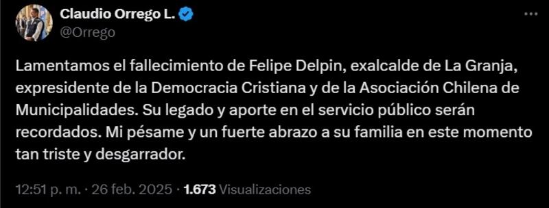 Delpin falleció este 26 de febrero a los 66 años.
