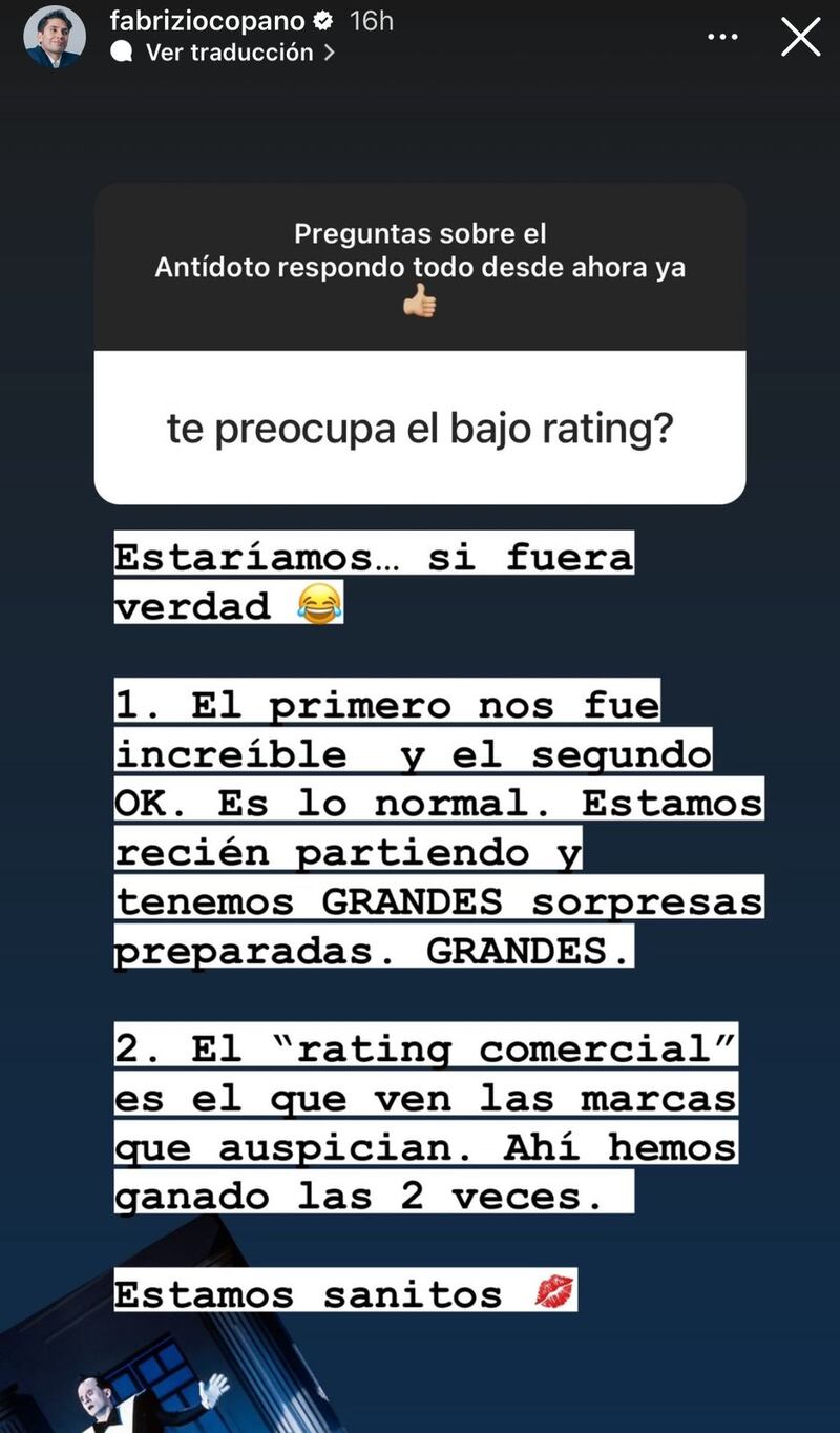 Historia de Fabrizio Copano | Instagram