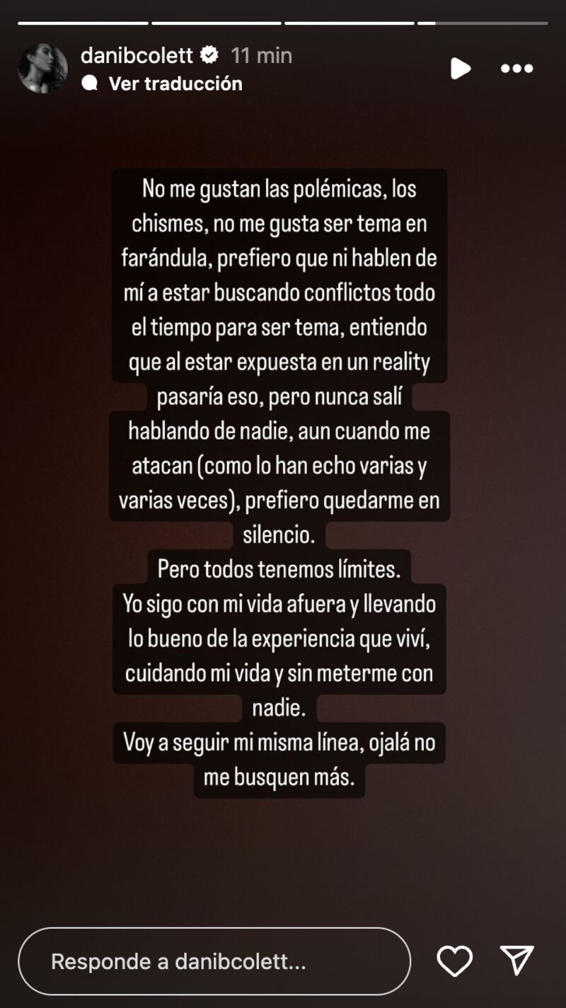 Historia de Daniela Colett | Fuente: Instagram