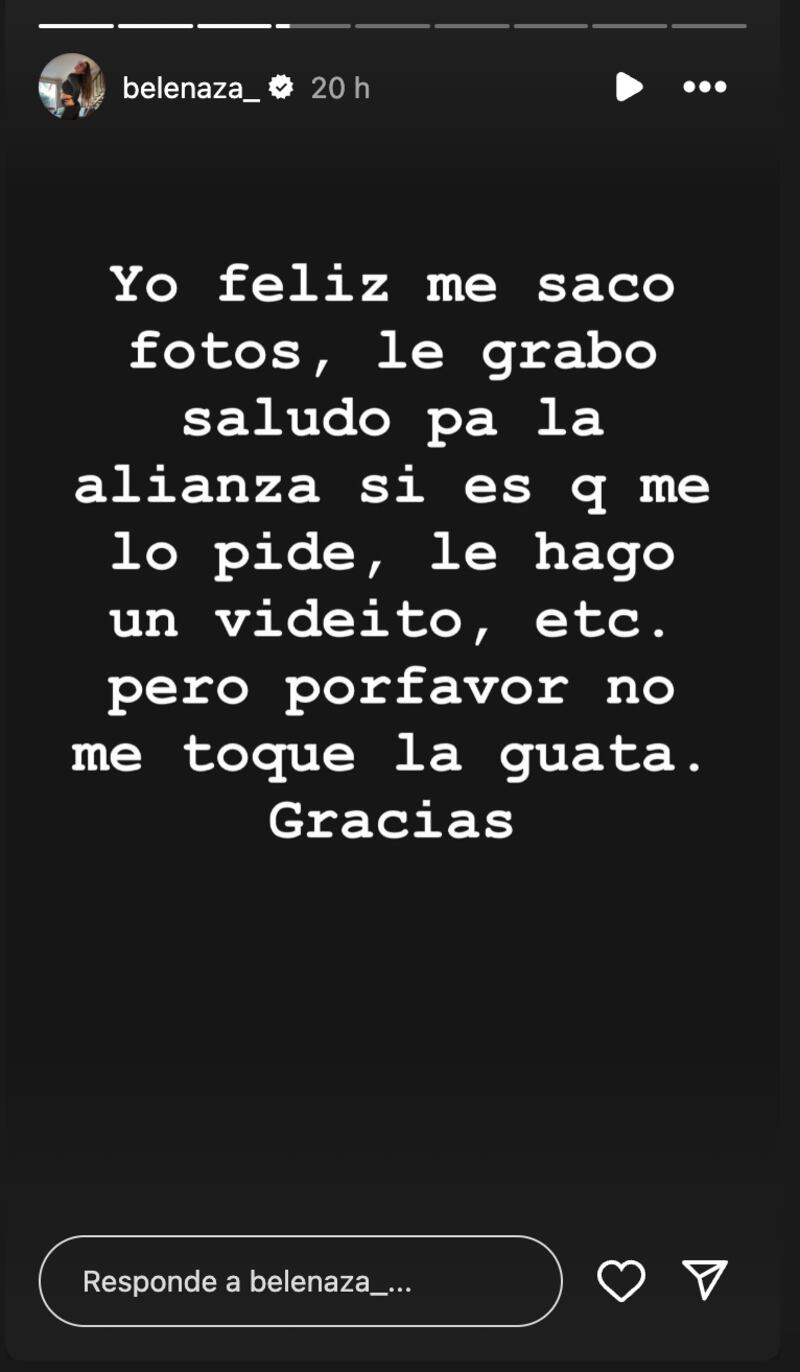 Historia de Belén Mora | Captura: Instagram @belenaza_