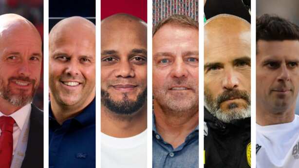 Ten Hag, Slot, Kompany, Flick, Maresca y Motta / AP y clubes