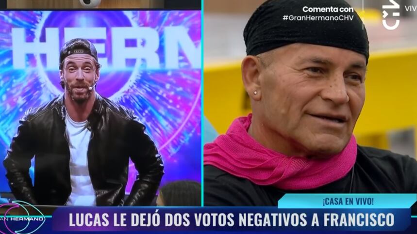 Tras su salida de Gran Hermano, el último eliminado del reality de CHV dio a conocer a qué participante dejó su voto legado. Fue así como Lucas Crespo entregó los motivos para nominar a Francisco Arenas, más conocido como Papá Lulo, para irse a placa de eliminación. 
Según explicó, no fue por mala convivencia ni nada contra “Panchito”, sino que más bien por ser el que menos se resiente anímicamente cuando está en la decisiva instancia.