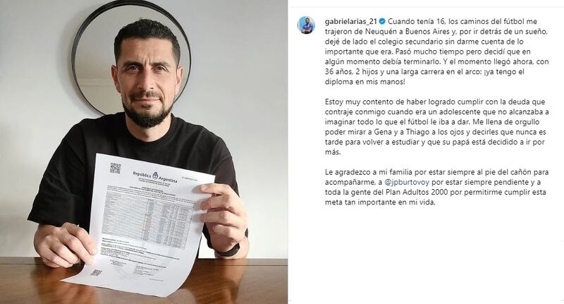 El arquero de Racing Club y la selección chilena terminó sus estudios de enseñanza media a los 36 años.