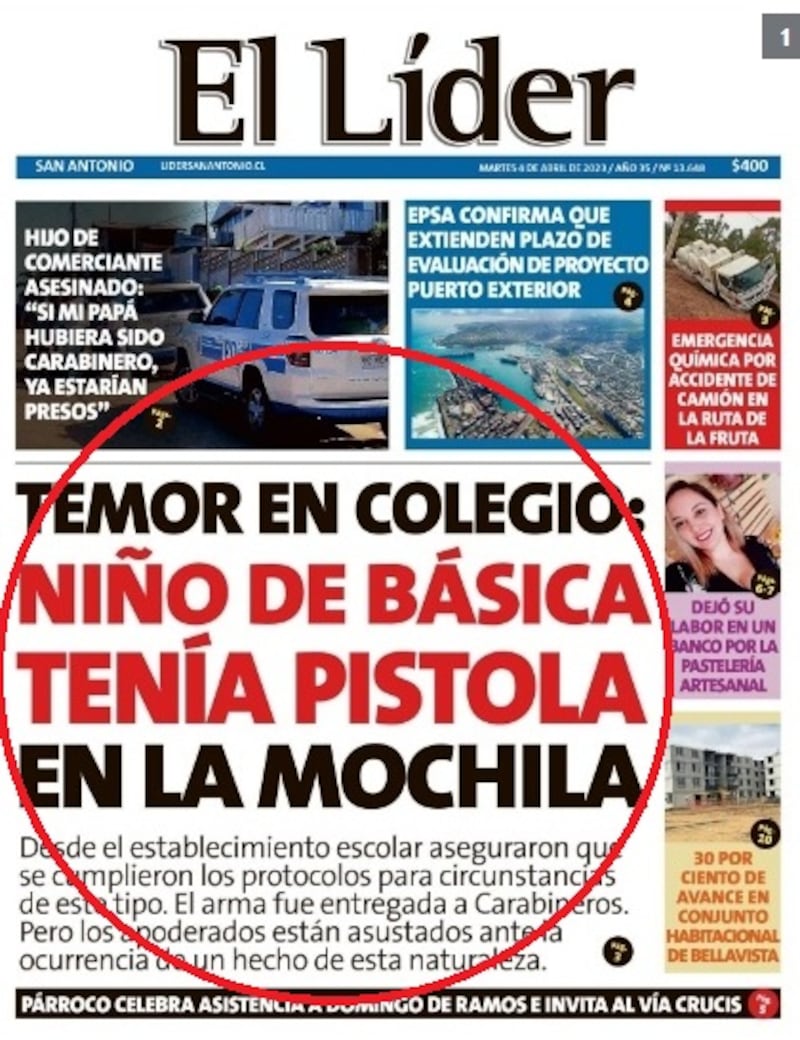 Según relato de testigos, una vez que la profesora encontró la semana pasada el arma de fuego en la mochila del estudiante de cuarto básico, el menor escapó del recinto y hasta la fecha no ha vuelto a clases.