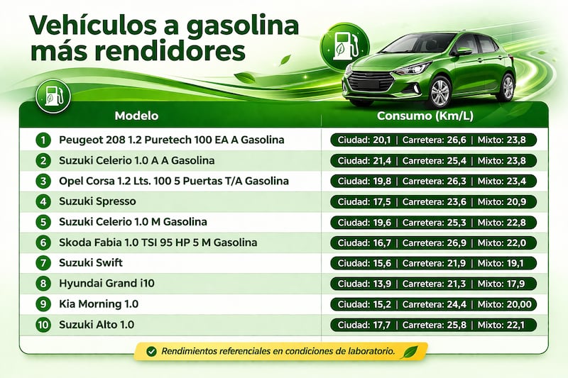 Autos más rendidores a bencina