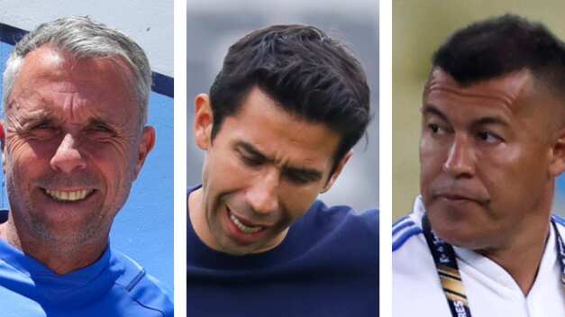 Gustavo Álvarez (U. de Chile), Nicolás Núñez (AgenciaUno) y Jorge Almirón (Getty)