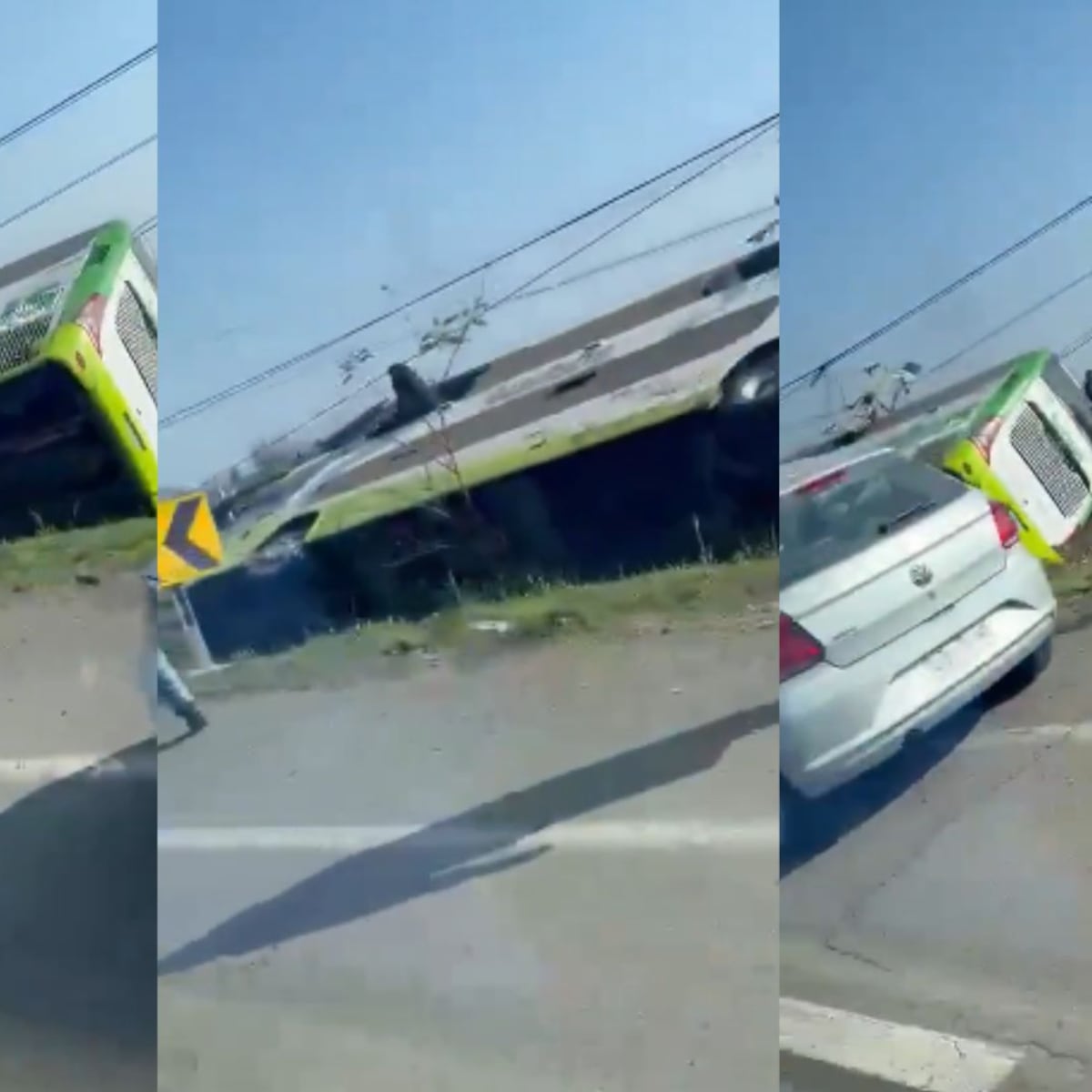 Accidente en Ruta 5 Sur: Bus de dos pisos vuelca en Teno Accidente en Ruta 5 Sur: Bus de dos pisos vuelca en Teno