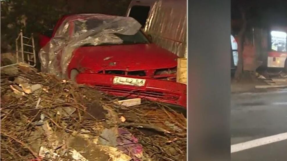 Delincuente robó bus del Transantiago y chocó contra dos casas.