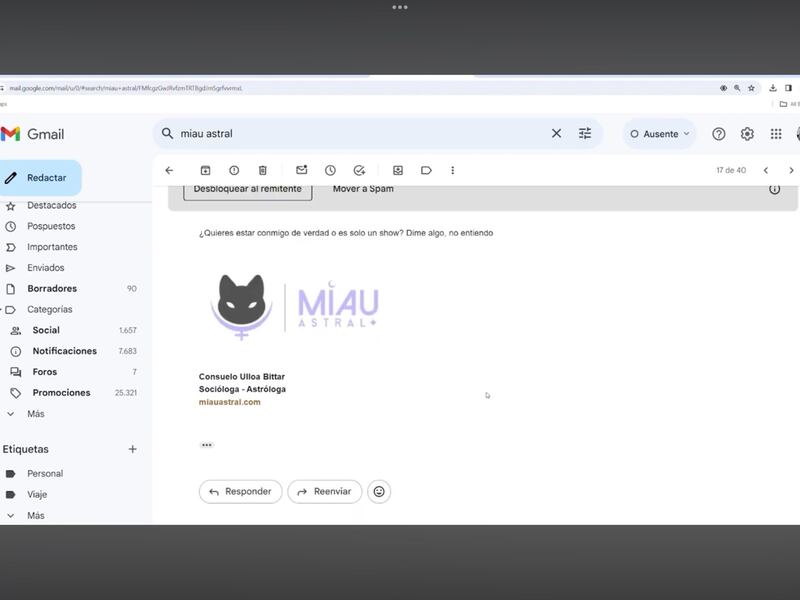 Correos de Miau Astral | Fuente: X
