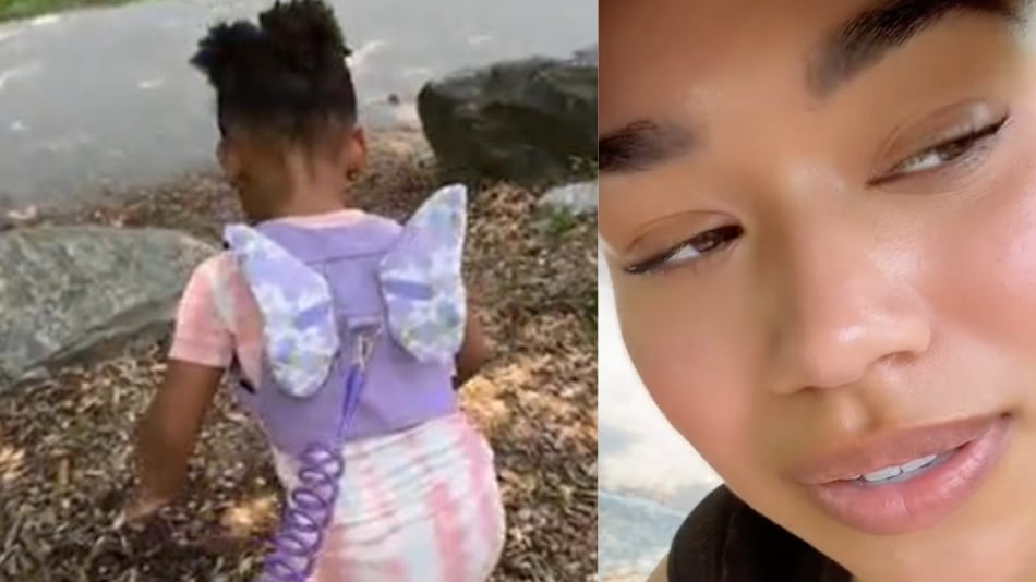 Mujer amarra a su hija para salir