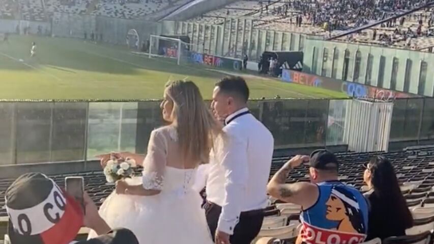 Paulina y Celso, recién casados en el Monumental