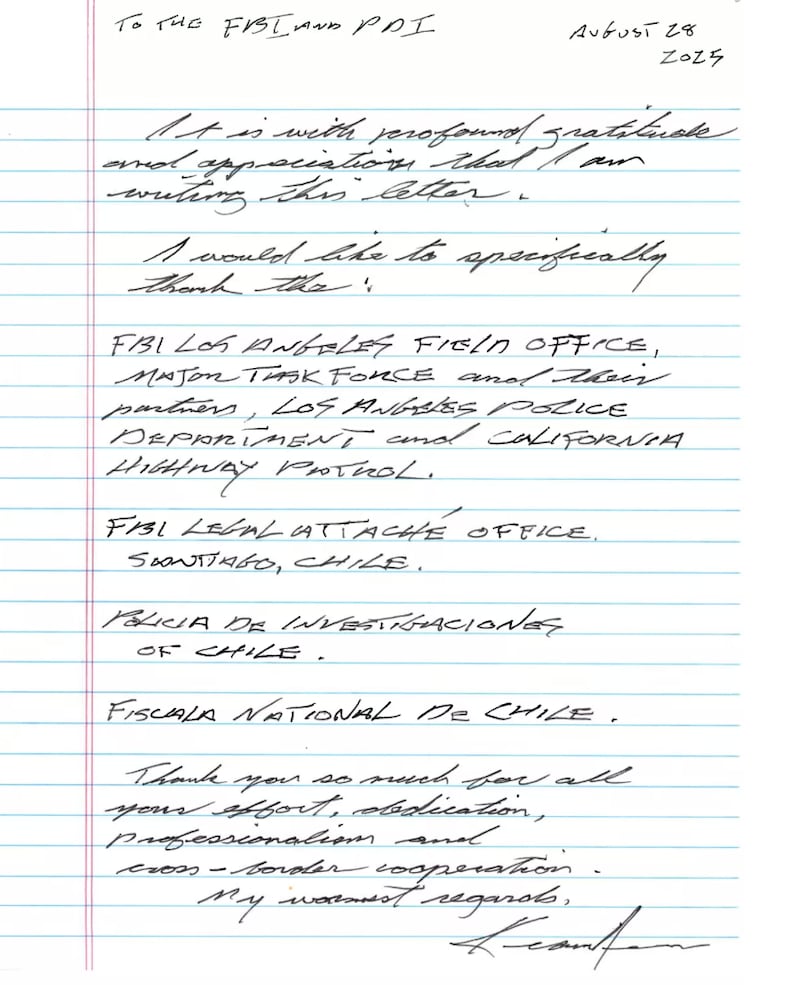 Carta de Keanu Reeves