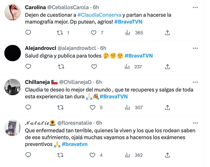 Comentarios de Brava en Twitter