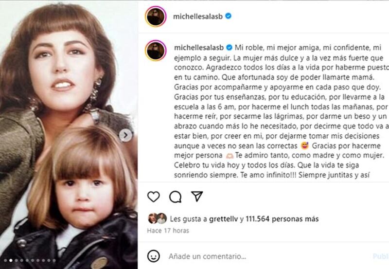 Michelle Salas felicitación madre Stephanie Salas