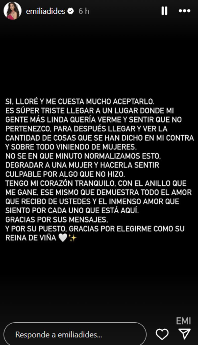 Historia de Emilia Dides | Instagram