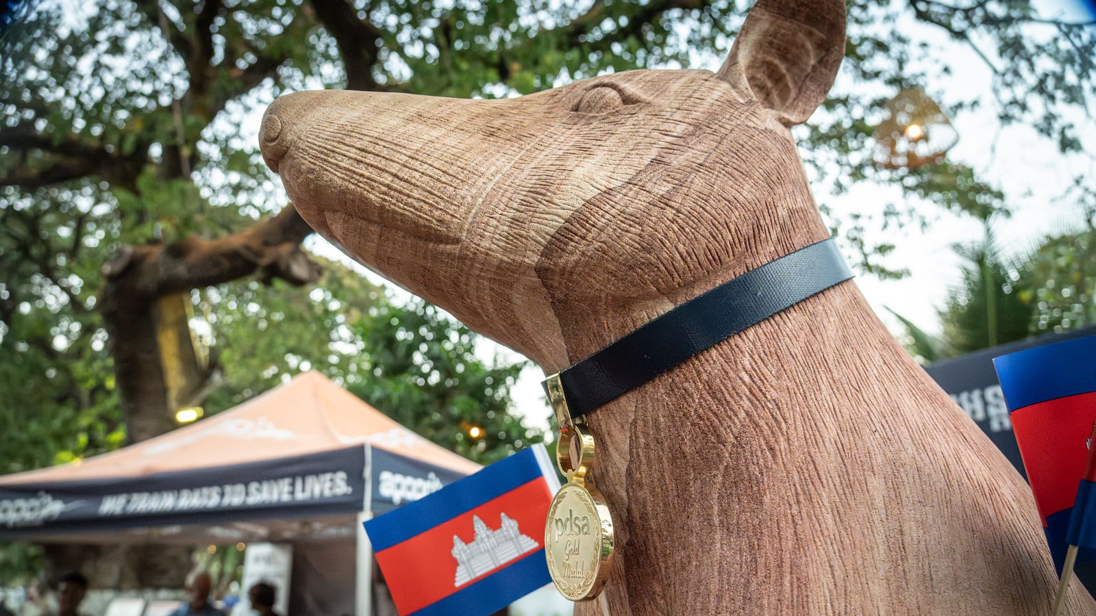 Gracias a su extraordinario sentido del olfato, la rata Megawa logró identificar más de 100 explosivos ocultos, por lo que Camboya construyó una estatua en su honor. Foto APOPO.