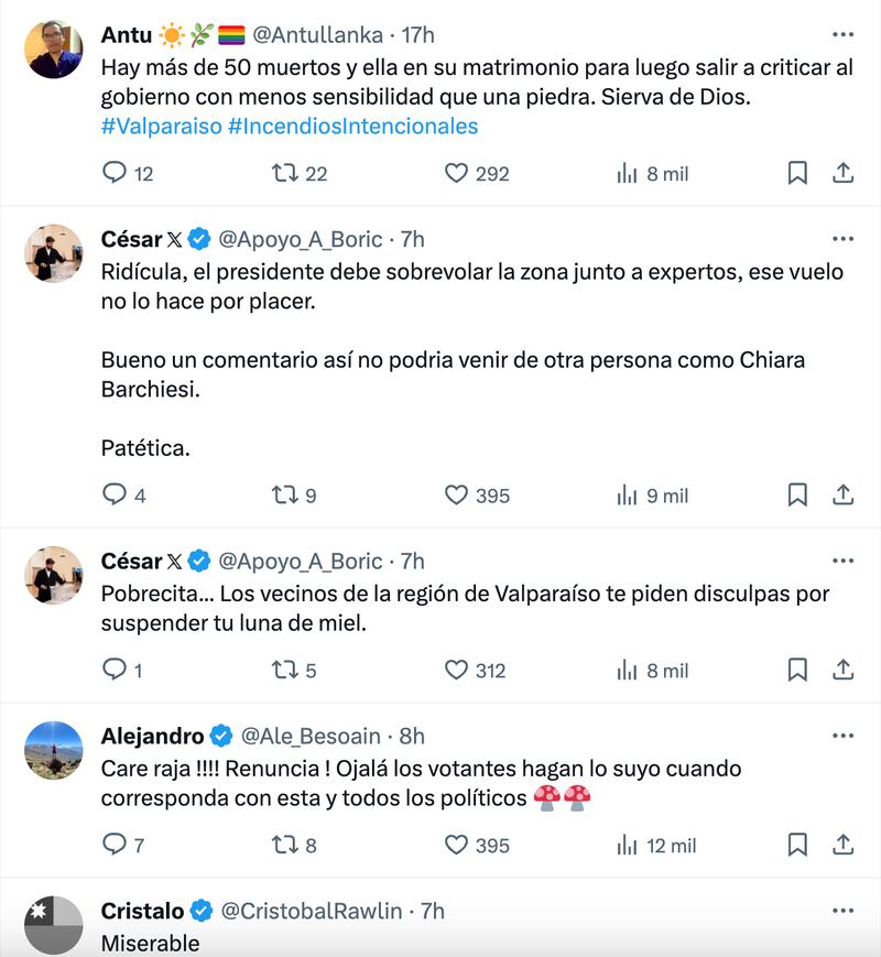 Críticas a Chiara Barchiesi | Fuente: X